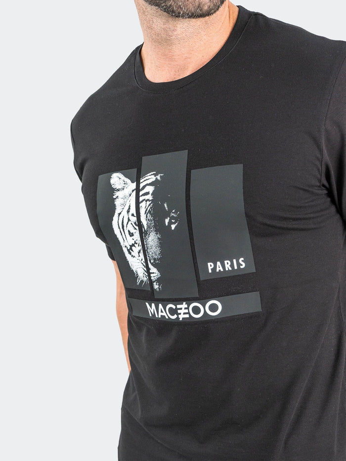 Maceoo Stretch Tshirts | Tee TigerCollage Black