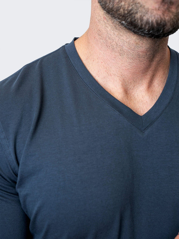 Maceoo Tshirts | V-Neck Edison NeonCuff Blue