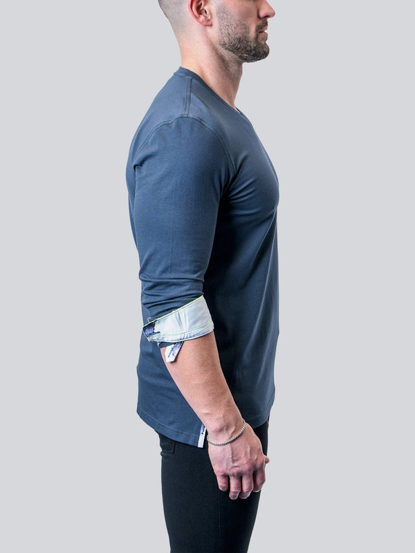 Maceoo Tshirts | V-Neck Edison NeonCuff Blue