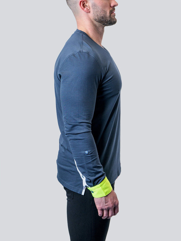 Maceoo Tshirts | V-Neck Edison NeonCuff Blue