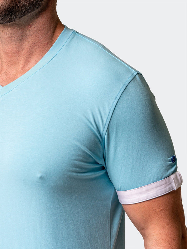 Maceoo Stretch Short-Sleeve Tshirts | V-Neck VivaldiSolidCamoLight Blue