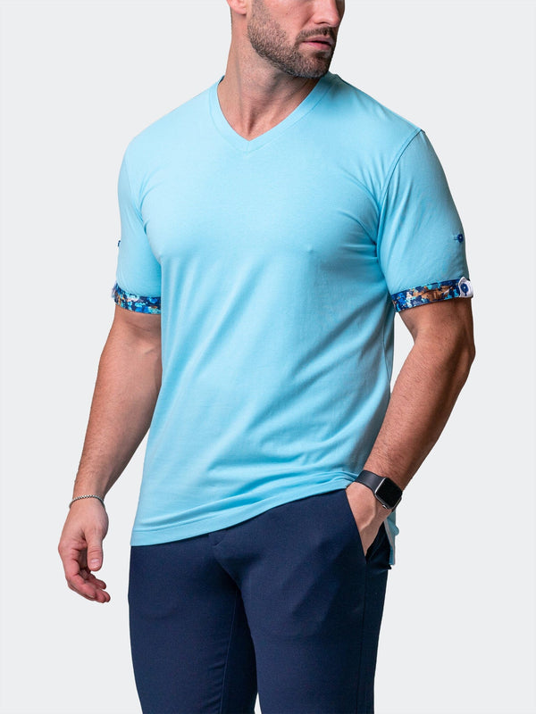 Maceoo Stretch Short-Sleeve Tshirts | V-Neck VivaldiSolidCamoLight Blue