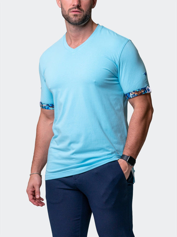 Maceoo Stretch Short-Sleeve Tshirts | V-Neck VivaldiSolidCamoLight Blue