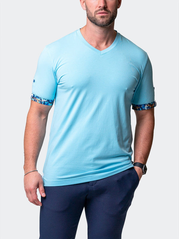 Maceoo Stretch Short-Sleeve Tshirts | V-Neck VivaldiSolidCamoLight Blue