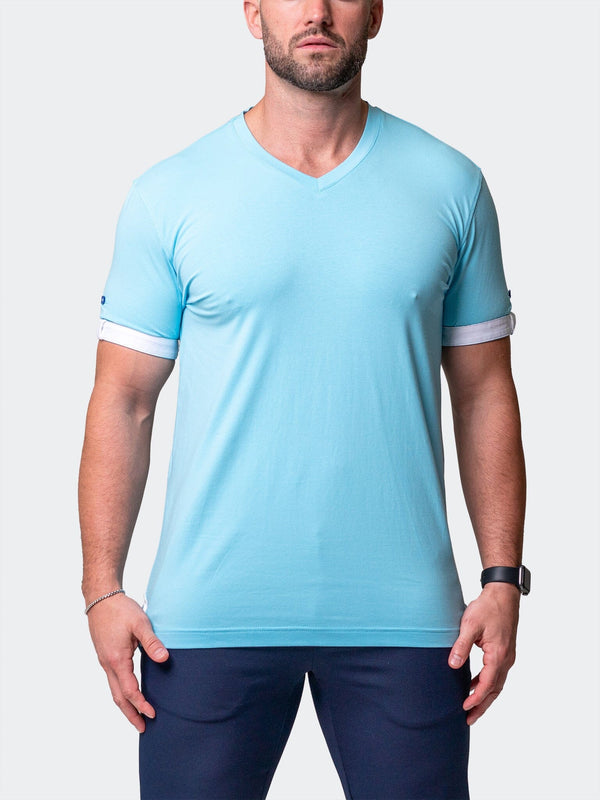 Maceoo Stretch Short-Sleeve Tshirts | V-Neck VivaldiSolidCamoLight Blue