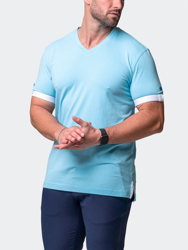 Maceoo Stretch Short-Sleeve Tshirts | V-Neck VivaldiSolidCamoLight Blue