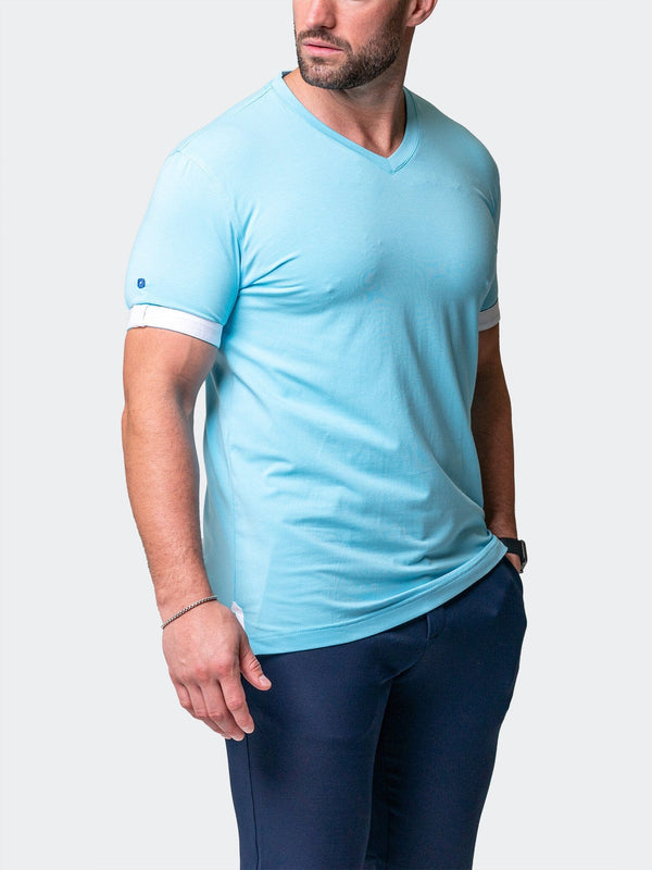 Maceoo Stretch Short-Sleeve Tshirts | V-Neck VivaldiSolidCamoLight Blue