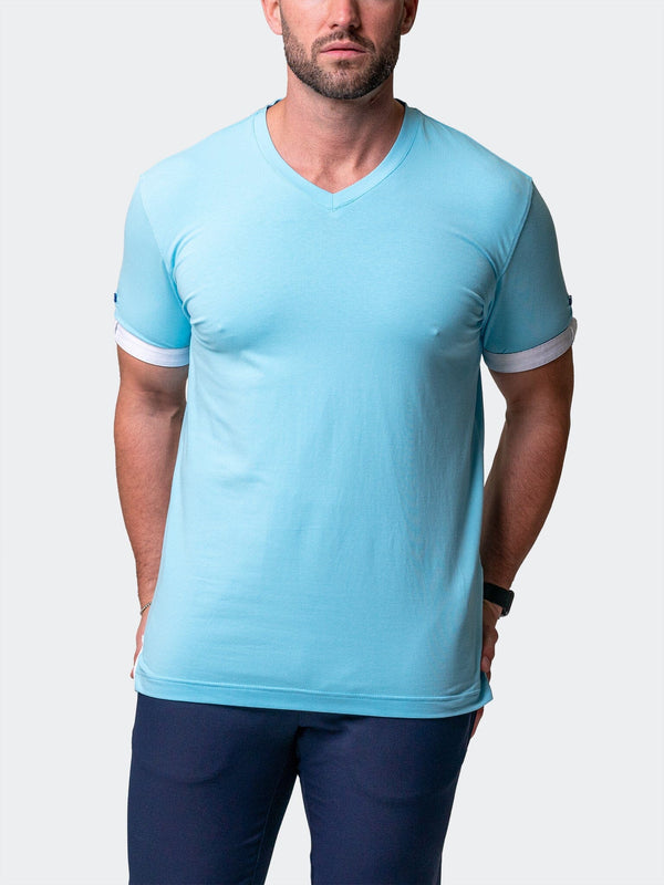 Maceoo Stretch Short-Sleeve Tshirts | V-Neck VivaldiSolidCamoLight Blue