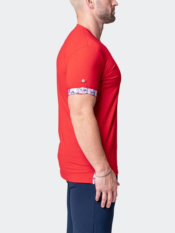 Maceoo Stretch Short-Sleeve Tshirts | V-Neck VivaldiSolidRipple Red