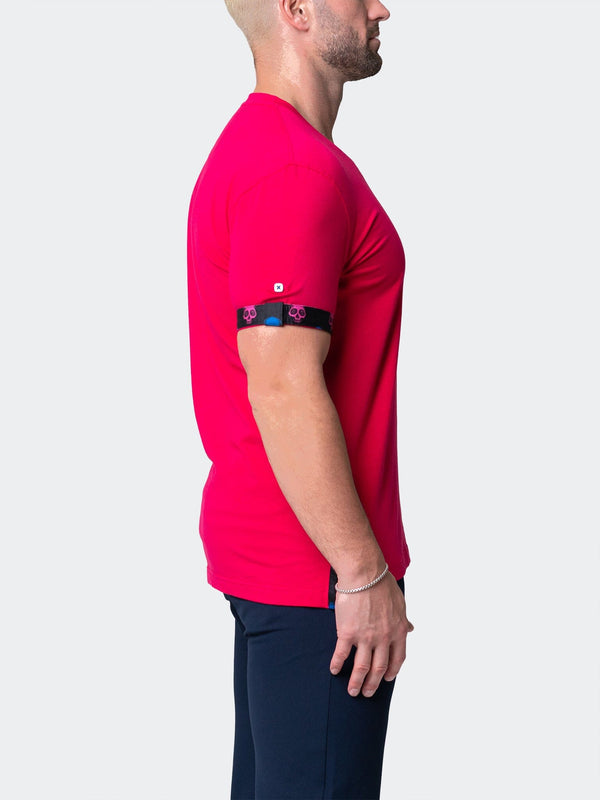 Maceoo Stretch Short-Sleeve Tshirts | V-Neck VivaldiSolidSkullFuchsia Pink