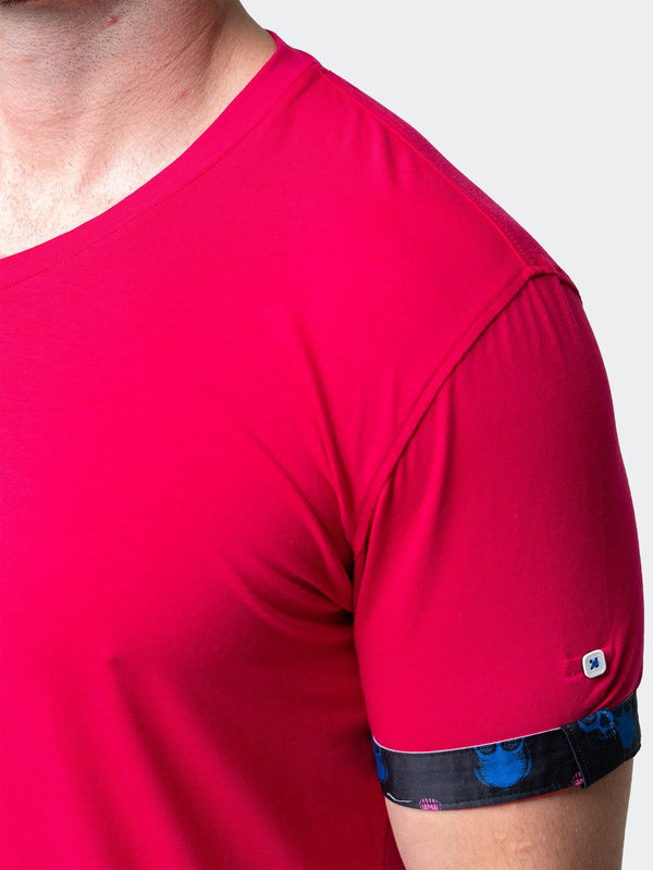 Maceoo Stretch Short-Sleeve Tshirts | V-Neck VivaldiSolidSkullFuchsia Pink