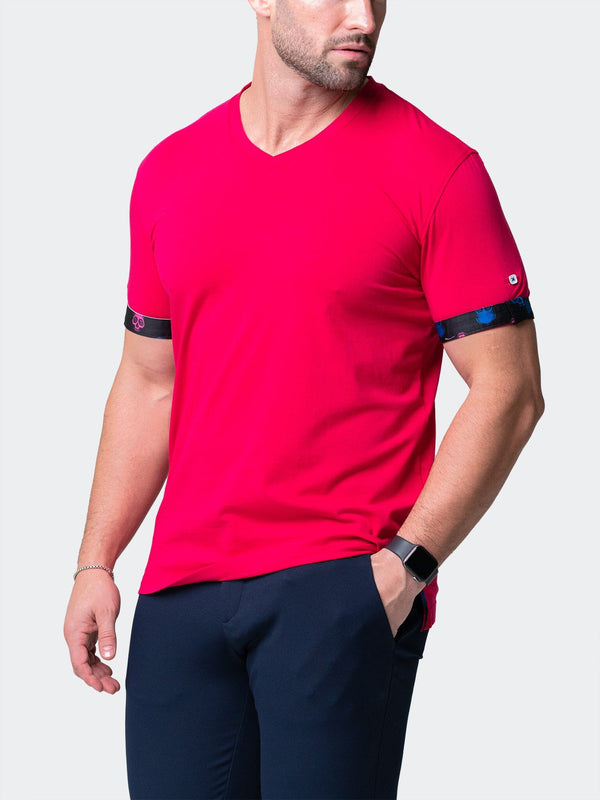 Maceoo Stretch Short-Sleeve Tshirts | V-Neck VivaldiSolidSkullFuchsia Pink