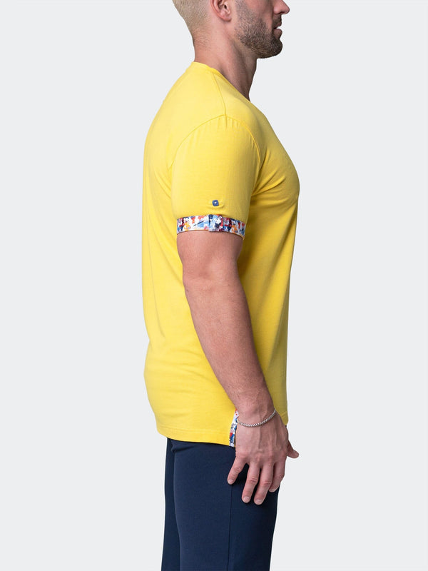 Maceoo Stretch Short-Sleeve Tshirts | V-Neck VivaldiSolidSplash Yellow