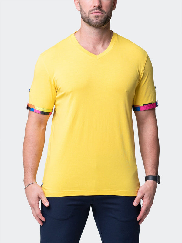 Maceoo Stretch Short-Sleeve Tshirts | V-Neck VivaldiSolidSplash Yellow