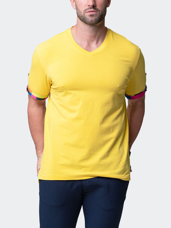 Maceoo Stretch Short-Sleeve Tshirts | V-Neck VivaldiSolidSplash Yellow