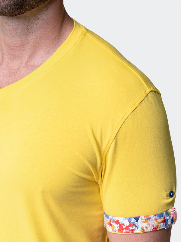 Maceoo Stretch Short-Sleeve Tshirts | V-Neck VivaldiSolidSplash Yellow