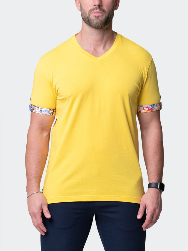 Maceoo Stretch Short-Sleeve Tshirts | V-Neck VivaldiSolidSplash Yellow