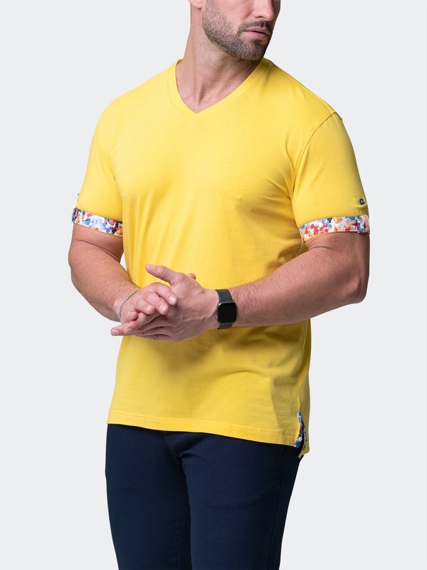 Maceoo Stretch Short-Sleeve Tshirts | V-Neck VivaldiSolidSplash Yellow