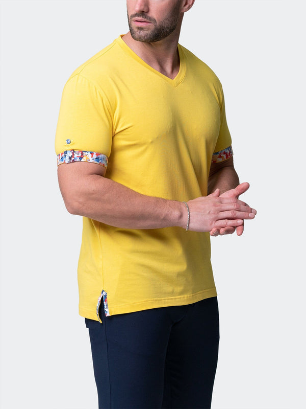 Maceoo Stretch Short-Sleeve Tshirts | V-Neck VivaldiSolidSplash Yellow