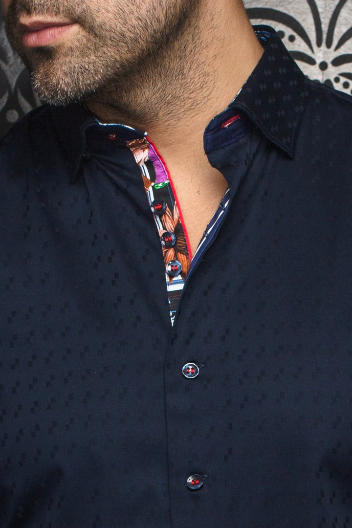 Au Noir Stretch Shirt | Wolverin Jacquard Navy