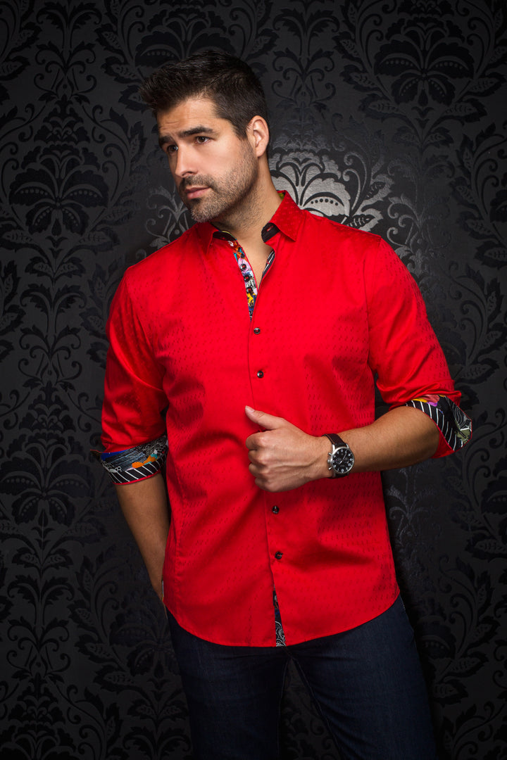 Au Noir Stretch Shirt | Wolverin Jacquard Red