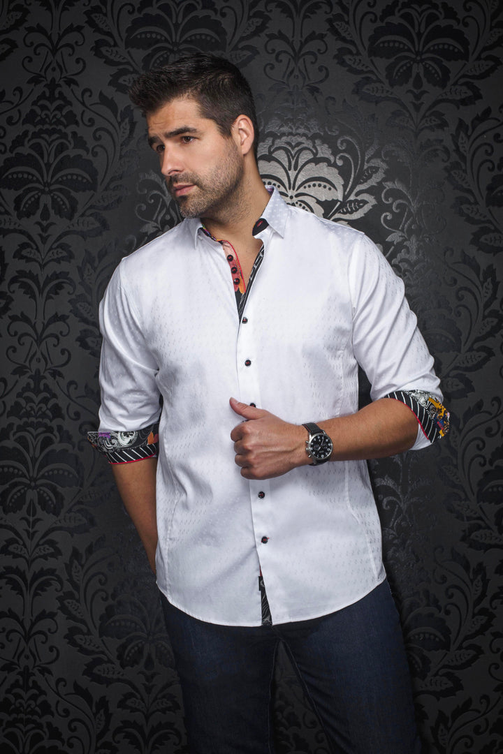 Au Noir Stretch Shirt | Wolverin Jacquard White