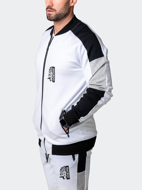 Maceoo Stretch Athletic Wear | Zipper Legendary White