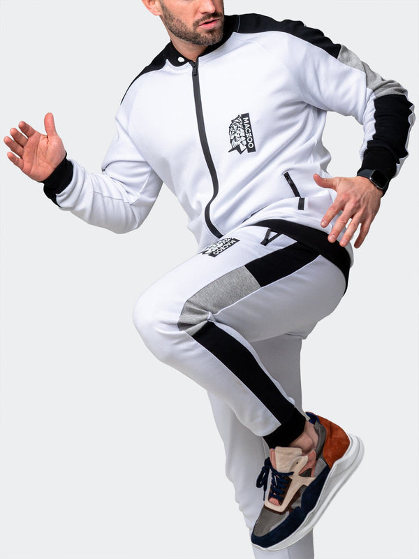 Maceoo Stretch Athletic Wear | Zipper Legendary White