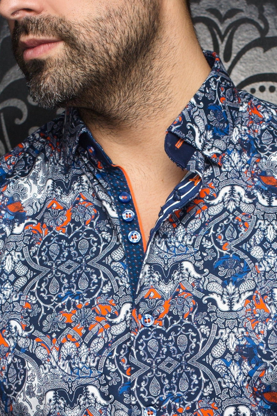 Au Noir Stretch Shirt | Murato Navy Orange