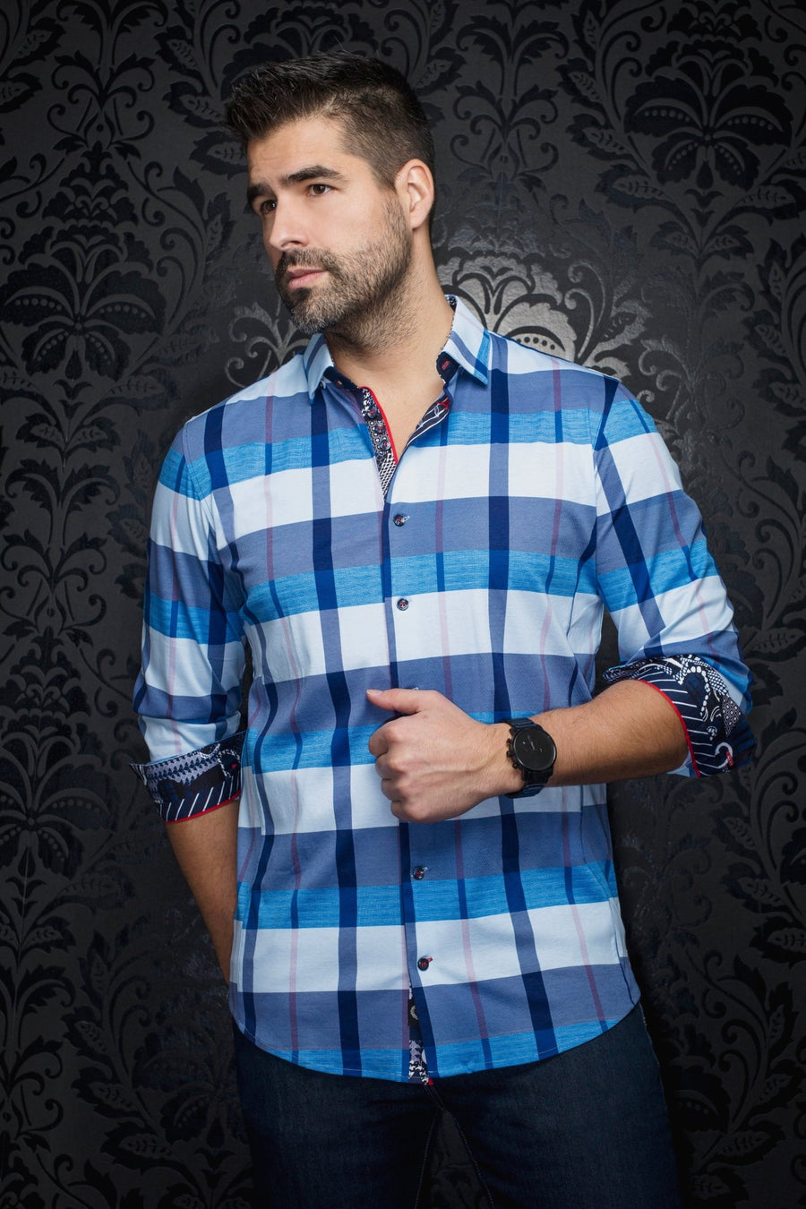 Au Noir Stretch Shirt | Schumann Light Blue