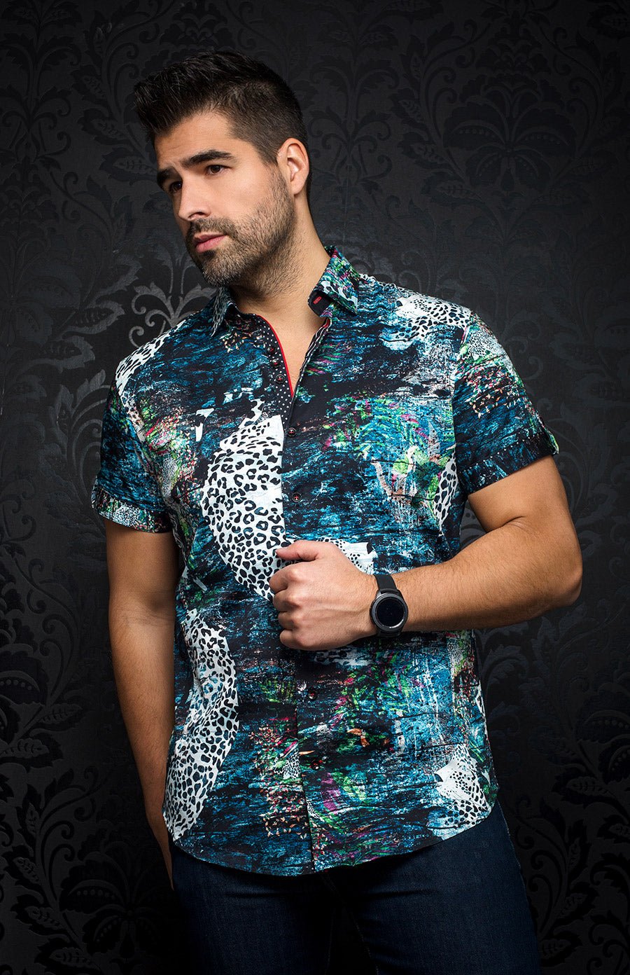 mens multi pattern shirt