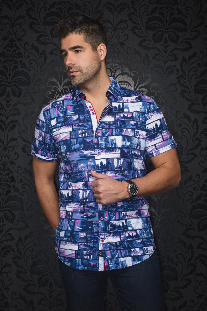 Au Noir Stretch Short Sleeve Shirt | Medford Navy