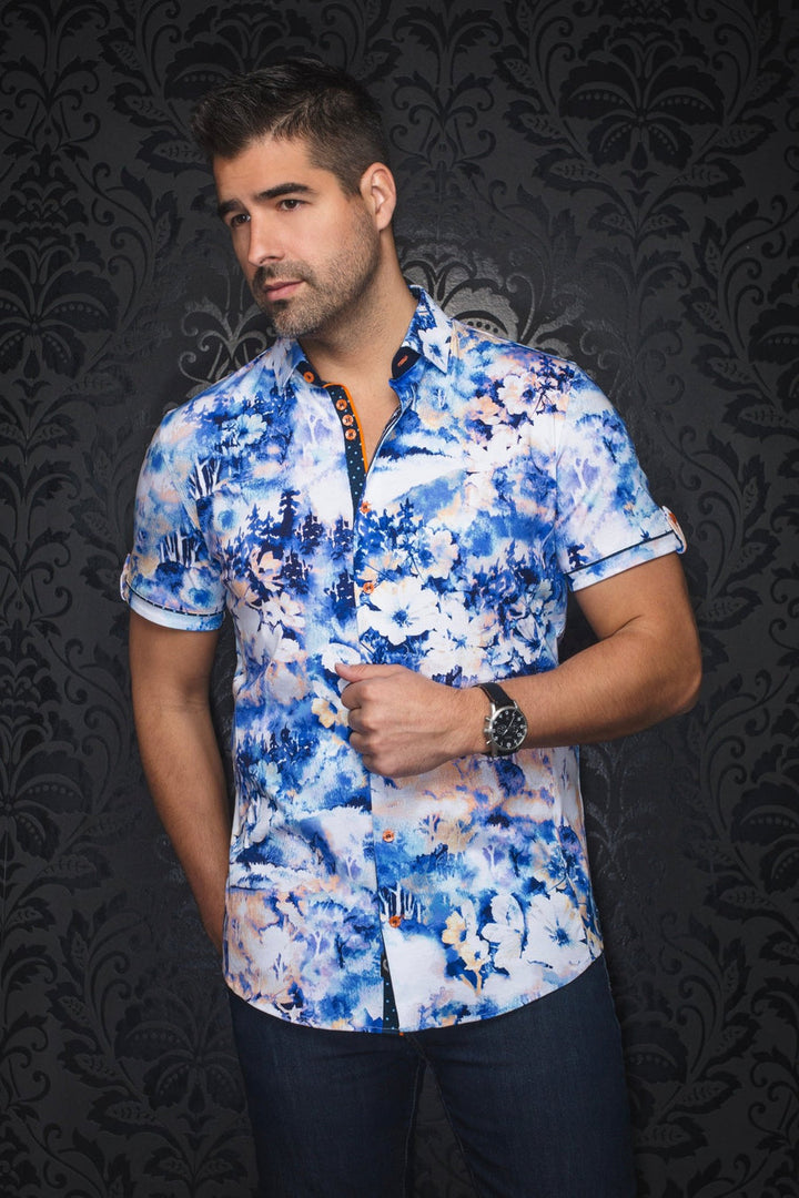 Au Noir Stretch Short Sleeve Shirt | Zionne Navy