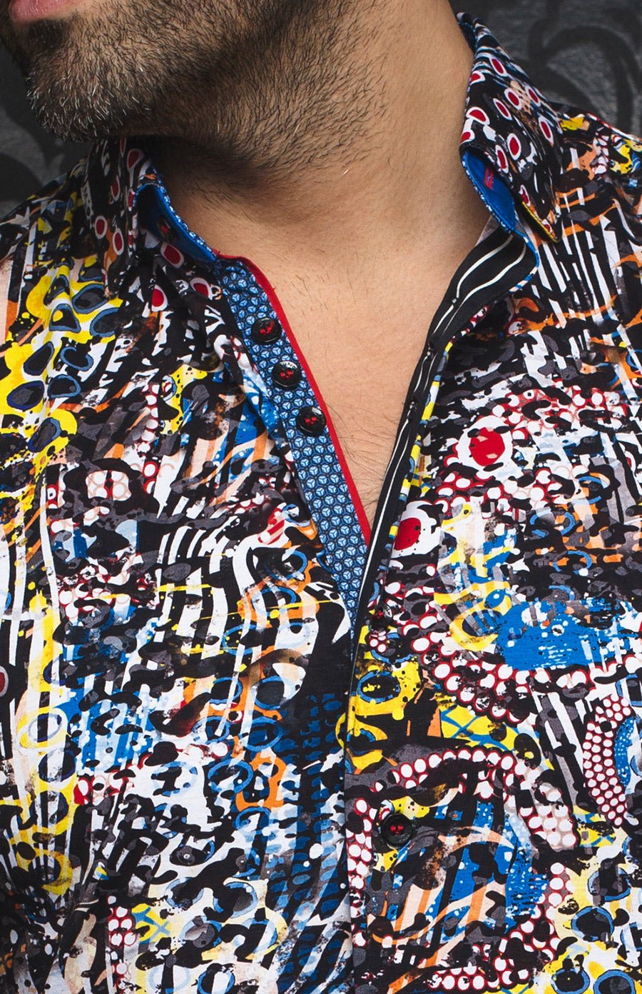 Au Noir Short Sleeve Stretch Shirt | Futuna Yellow Multi