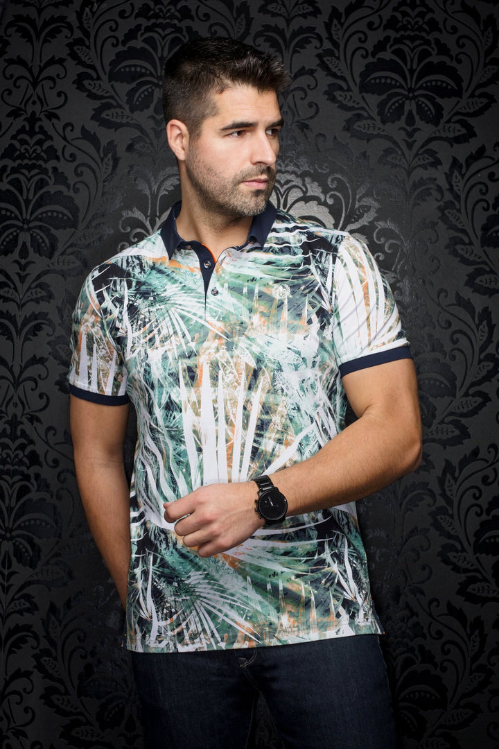 Au Noir Stretch Short-Sleeve Polos | Amazonia Green