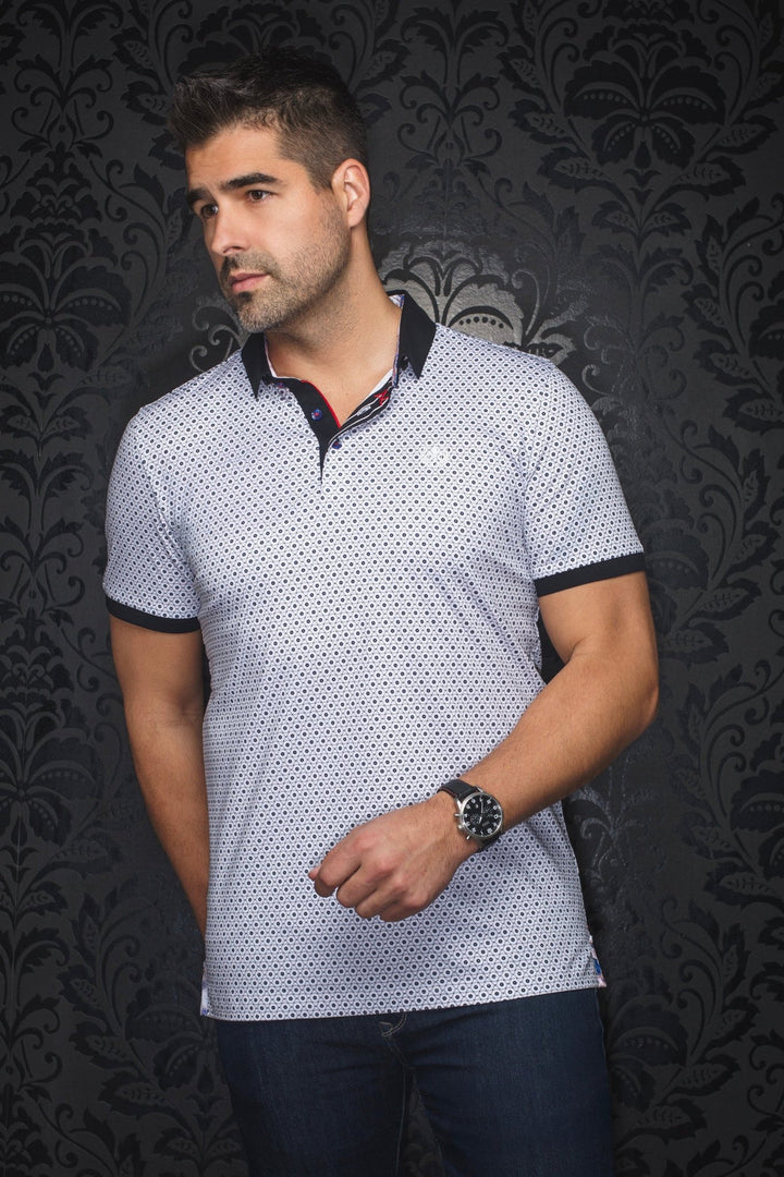 Au Noir Stretch Short-Sleeve Polo | Asher White