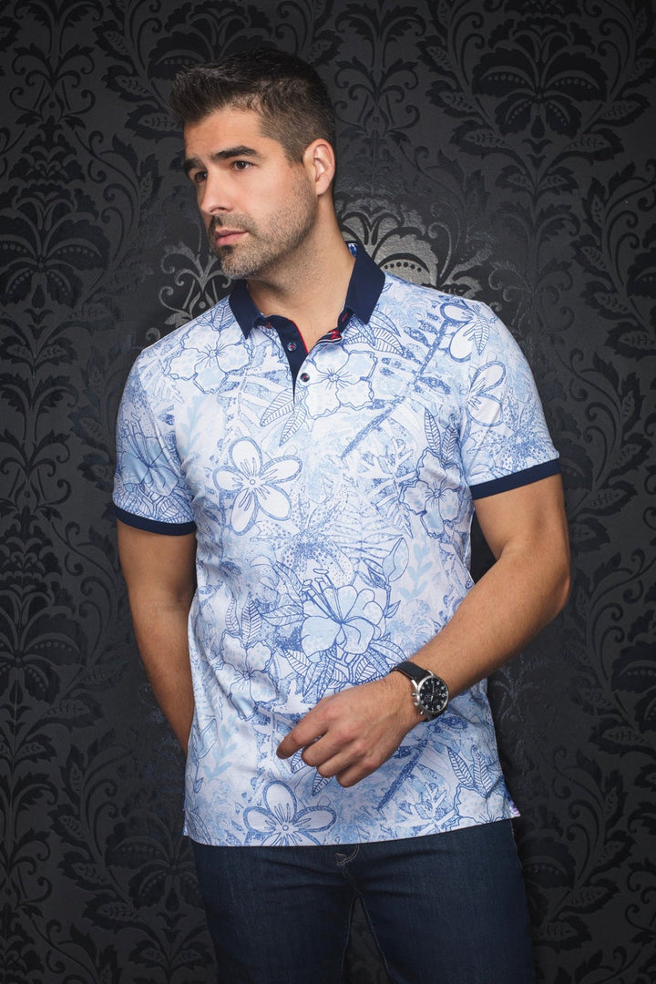 Au Noir Stretch Short-Sleeve Polo | Bennett Light Blue