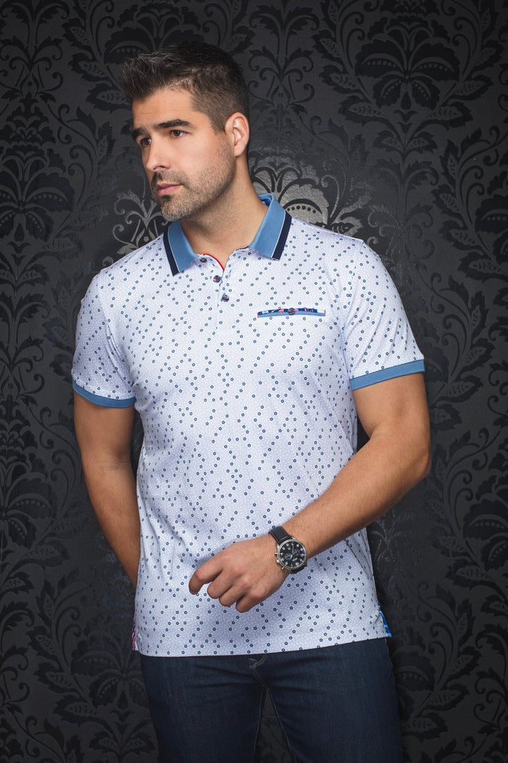 Au Noir Stretch Short-Sleeve Polo | Brylee Light Blue