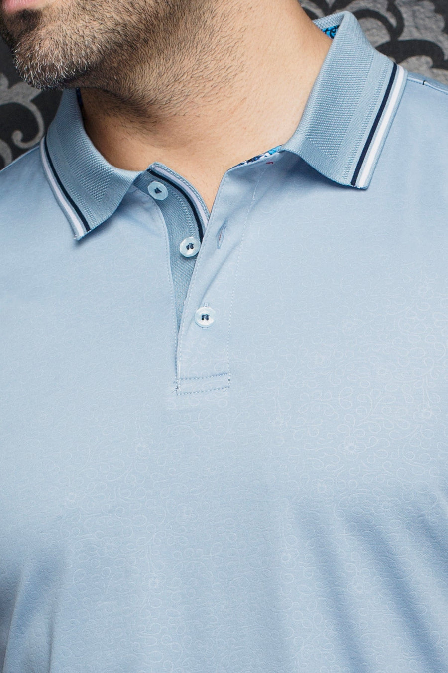 Au Noir Stretch Short-Sleeve Polos | Dellario Light Blue