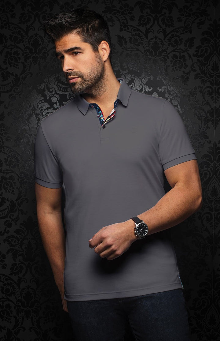 Au Noir Stretch Short-Sleeve Polo | Eagle MedGrey