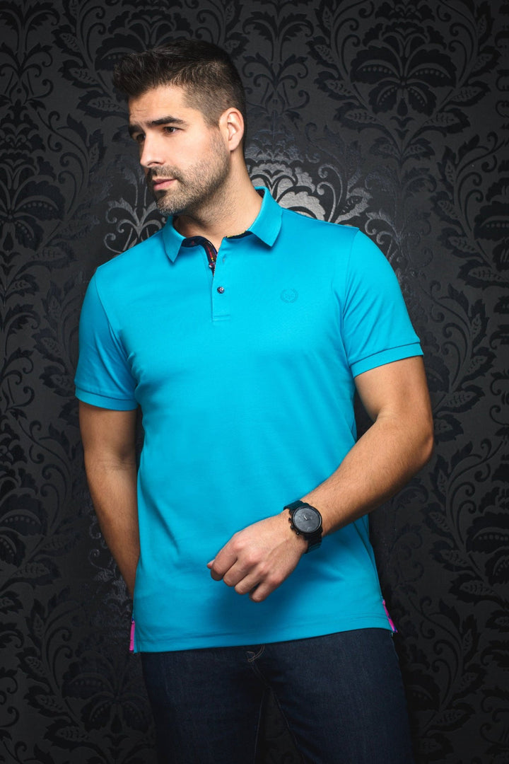 Au Noir Stretch Short-Sleeve Polo | Eagle Turquoise