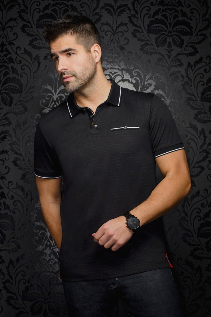 Au Noir Stretch Short-Sleeve Polos | Fioravante Black