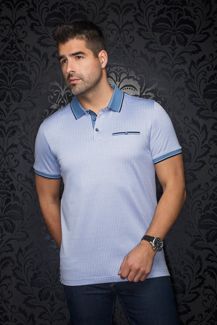 Au Noir Stretch Short-Sleeve Polo | Mayberry Light Blue