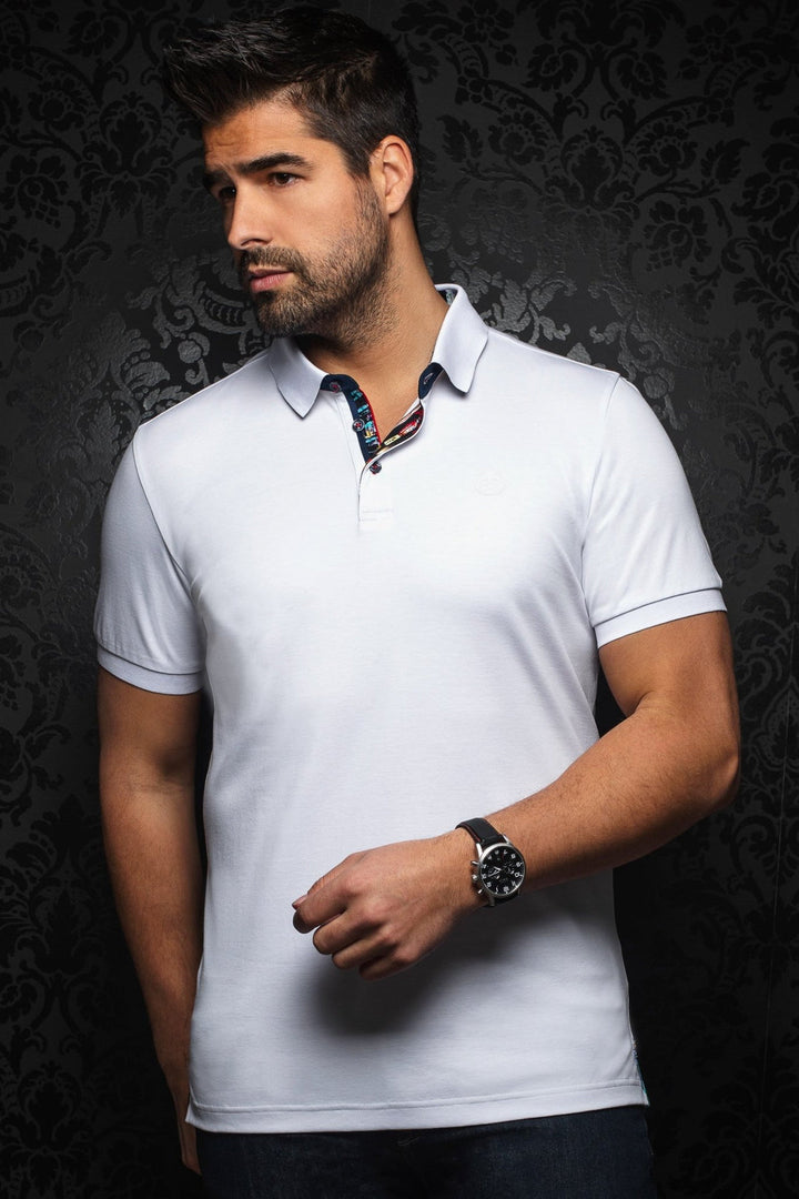 Au Noir Stretch Short-Sleeve Polo | Eagle White