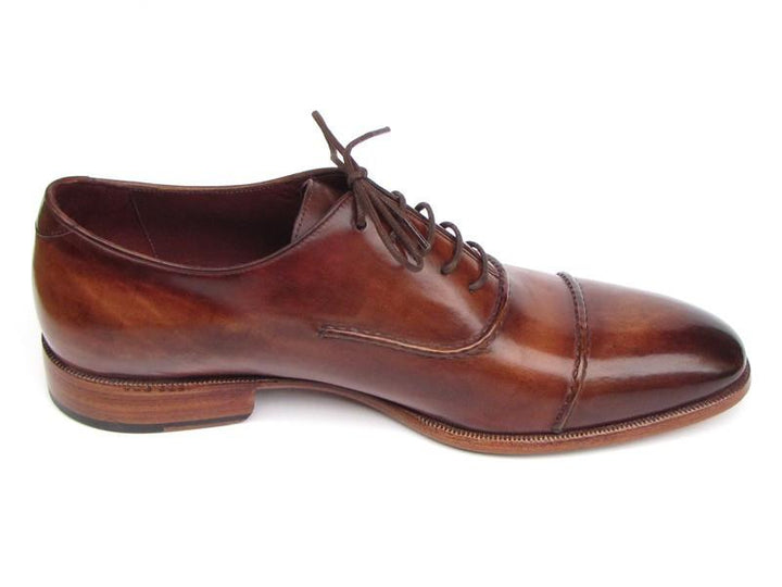 Paul Parkman Men's Captoe Oxfords Brown Hand Painted Shoes (ID#077-BRW)