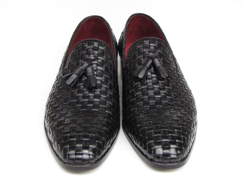 Paul Parkman Men's Tassel Loafer Black Woven Leather (ID#085-BLK)