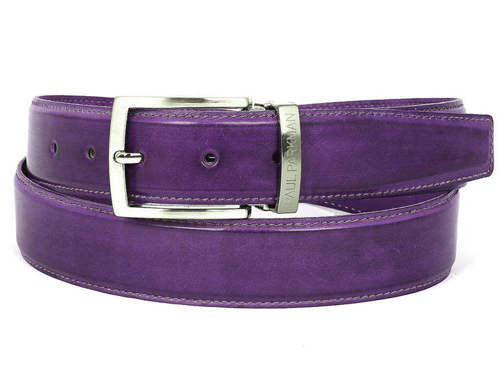 PAUL PARKMAN Men's Leather Belt Hand-Painted Purple (ID#B01-PURP)