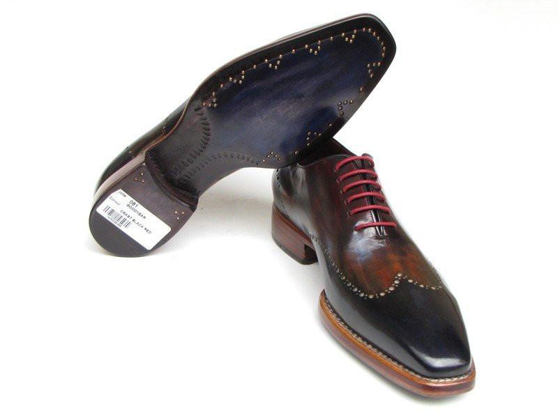 Paul Parkman Men's Wingtip Oxford Goodyear Welted Navy Red Black (ID#081-MIX)