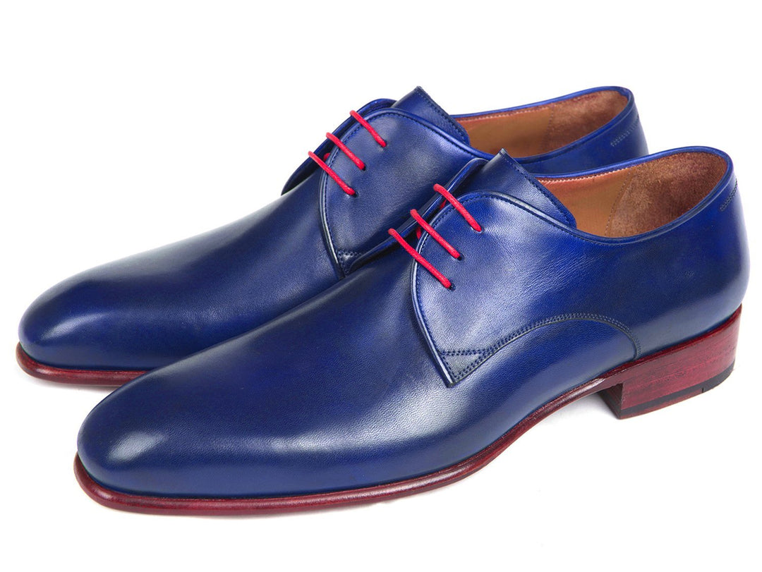 Paul Parkman Blue Hand Painted Derby Shoes (ID#633BLU13)