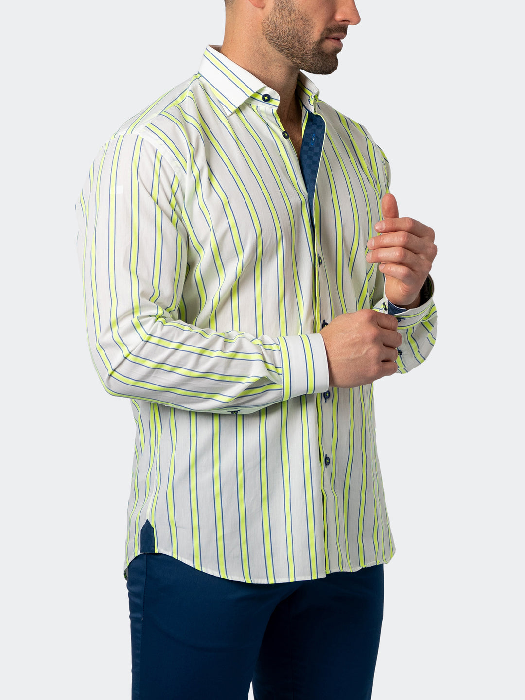 Maceoo Shirt | Fibonacci Fluodouble Stripe White